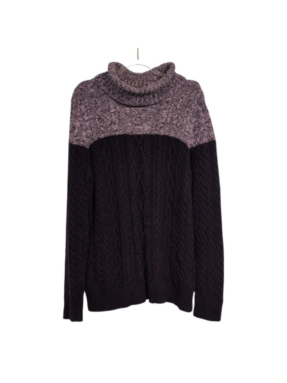 Croft & Barrow Cable Knit Turtleneck Womens Size XL Purple Whimsigoth Cabin